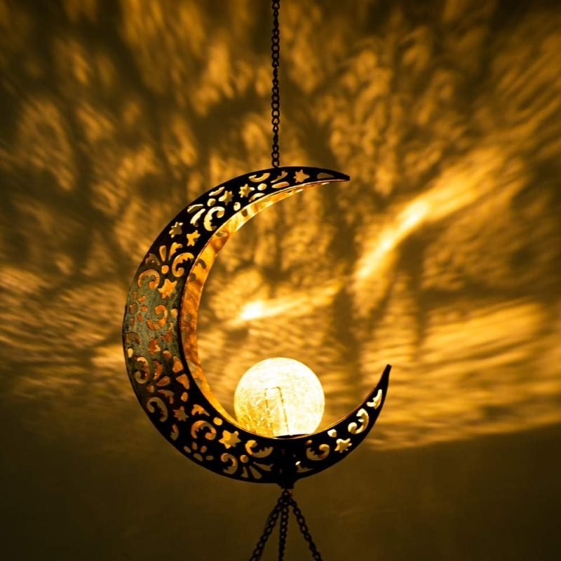 Solar glow moon wind chimes